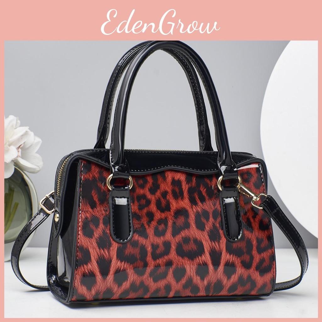 Print Fashion Leopard Color Blocking Women Casual Glossy Shoulder Bag Daily For