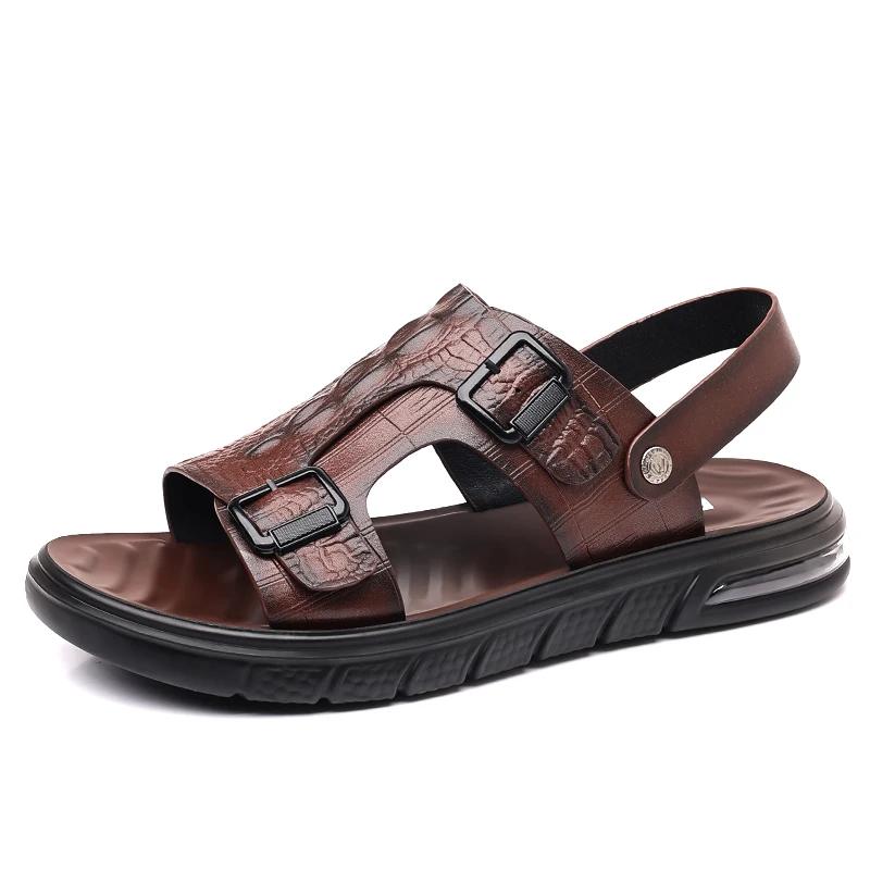 Fashion Summer Open Toe Business Sandals Soft Soled Beach Slippers British Style  Dual-purpose Slippers Sandals Comfortable Casual Shoes