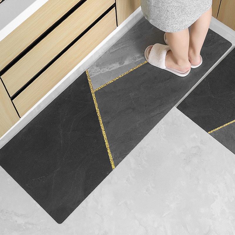 

Кухонный коврик для пола Водонепроницаемый Нескользящий Маслостойкий Кожаный ковер ПВХ Серый Имитация мрамора Геометрический коврик Коврик для домашнего декора 1pc 50x80cm