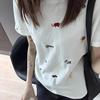 Simple and Cute Embroidered Round Neck Short-sleeved T-shirt Women's Summer New Design Loose and Versatile Casual Top