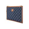 Gucci Double G Series Logo Interlocking Double G Emblem Denim And Leather Clutch Men clutch Blue Brown 672953-2KQGT-8375
