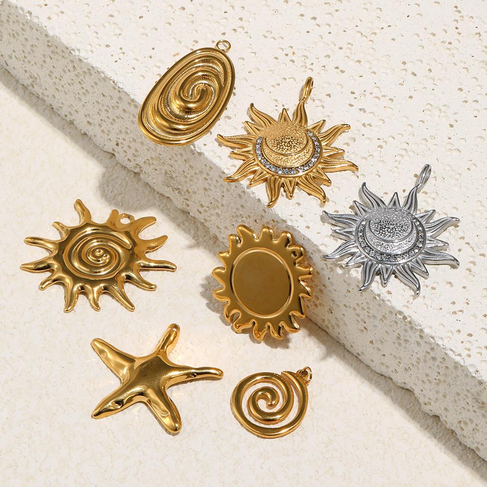 MamacitaSlay 316L Stainless Steel Threaded Sun Starfish Charms Earrings Necklace Bracelet DIY Pendant Waterproof Jewelry Gifts