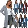 Womens Oversized Crochet Cable Knit Hooded Cardigan Long Sleeve Loose Fit Sweater In Solid Colors
