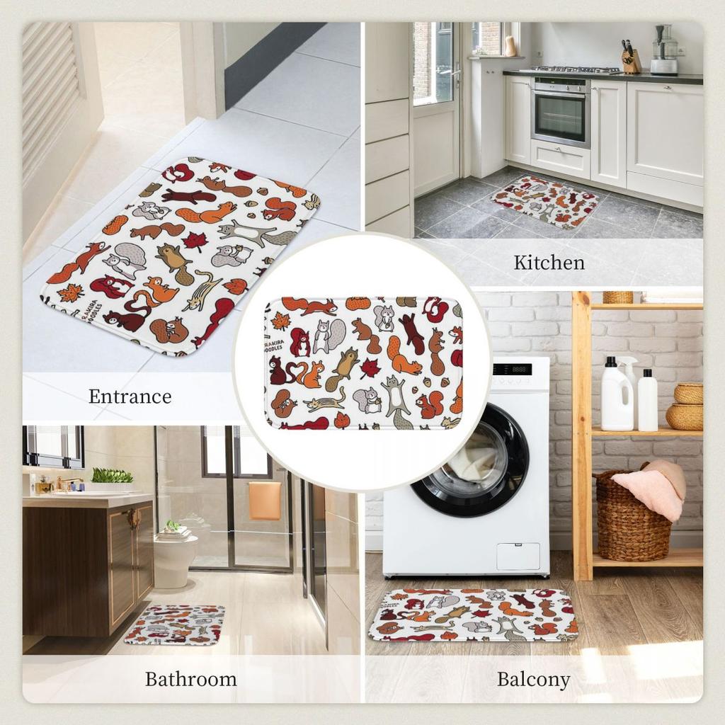 Squirrels In Fall Doodle Doormat Kitchen Entrance Home Floor Mat Non-slip Carpet Rug for Living room Footpad Mats
