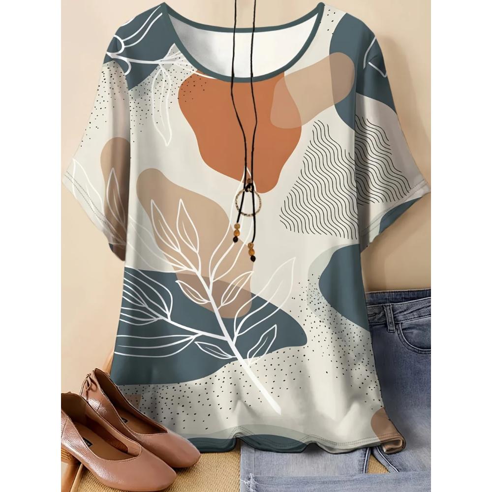 Fashion Striped Printed Women's Top Casual Versatile Short Sleeve Comfortable Breathable T-Shirts Women’s