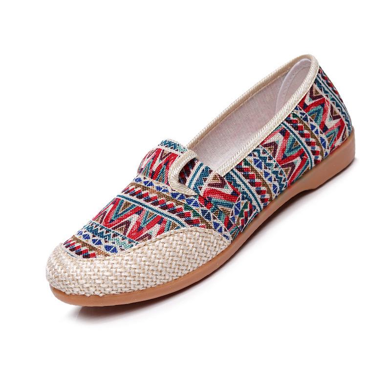 2025 Spring/Summer Women's Ethnic Style Flat Heel Old Beijing Cloth Shoes for Middle-Aged & Elderly Mothers