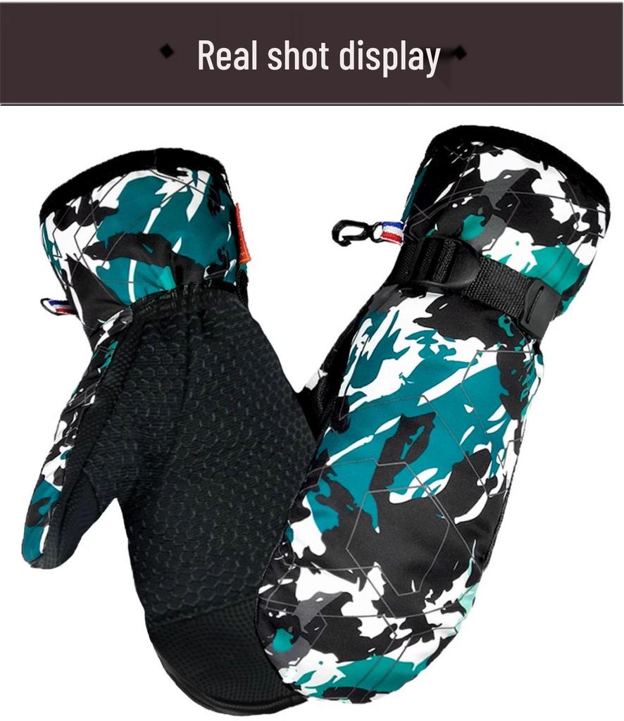 Real Down Winter Touchscreen Ski Gloves for Men & Women – Non-slip, Windproof, Thickened for Warmth.