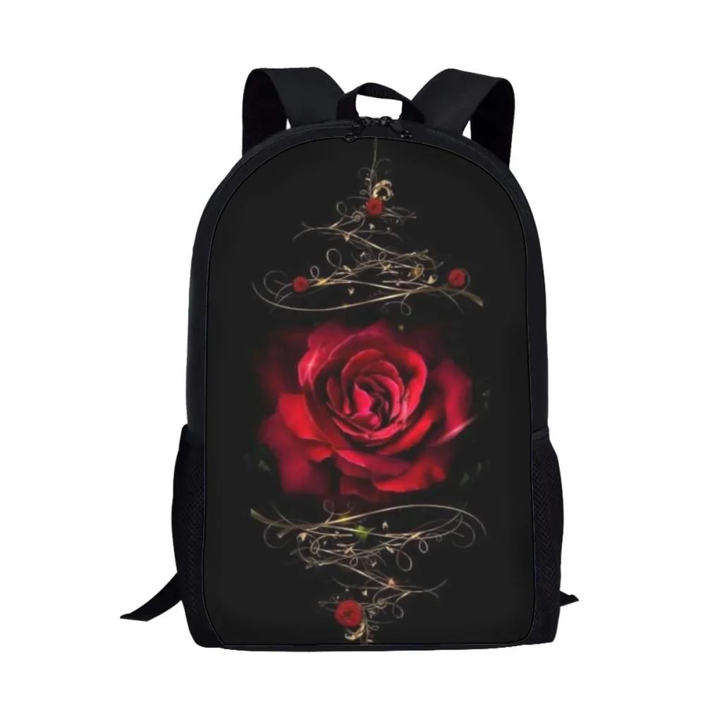 Gothic Rose Pattern School Bags for Girls Teenager Shoulder Backpack Trend College Student Casual Women Travel Bag