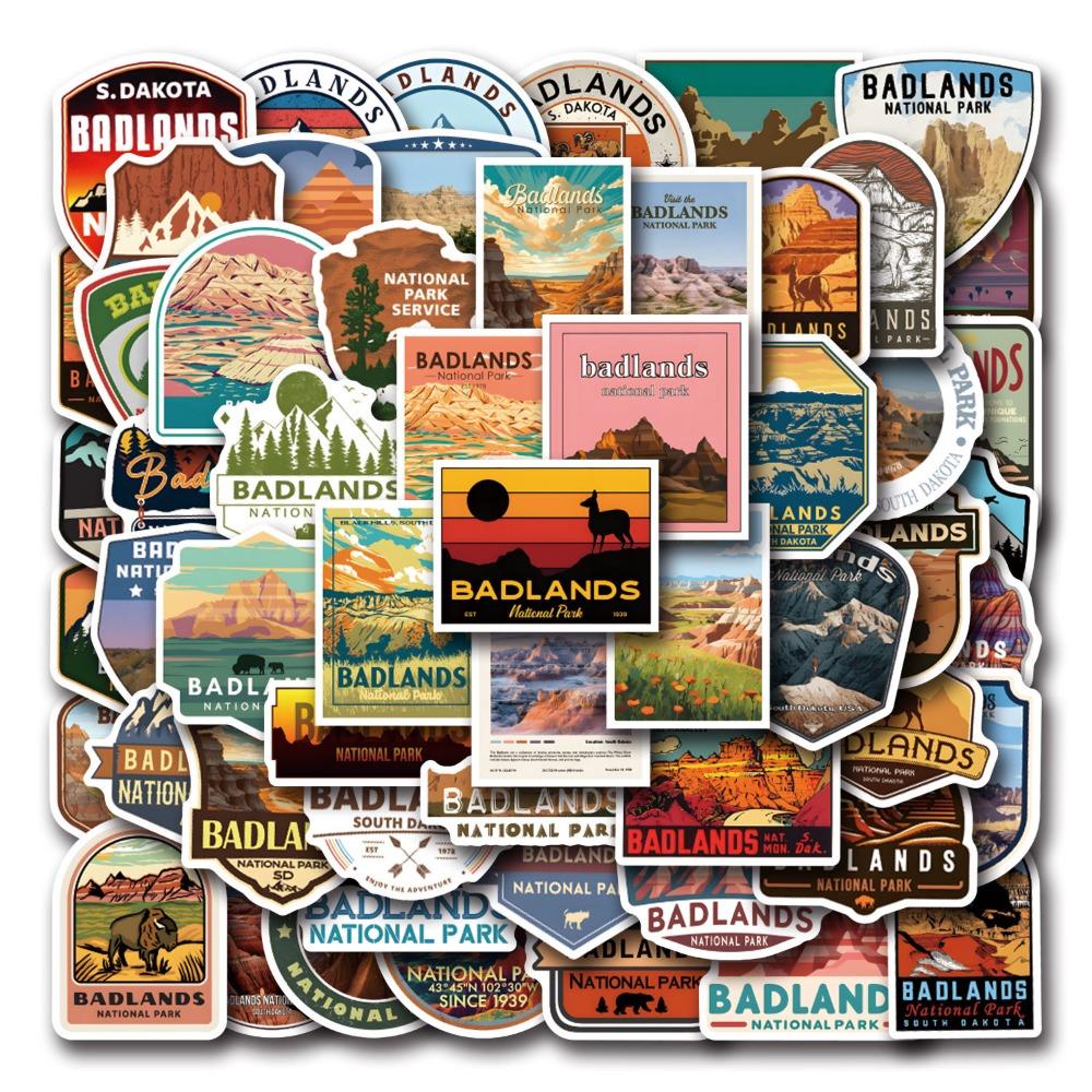 55 Stück Badlands Nationalpark Kreative Graffiti Aufkleber Koffer Trinkbecher Schreibwaren Laptop Kühlschrank Dekoration DIY Aufkleber