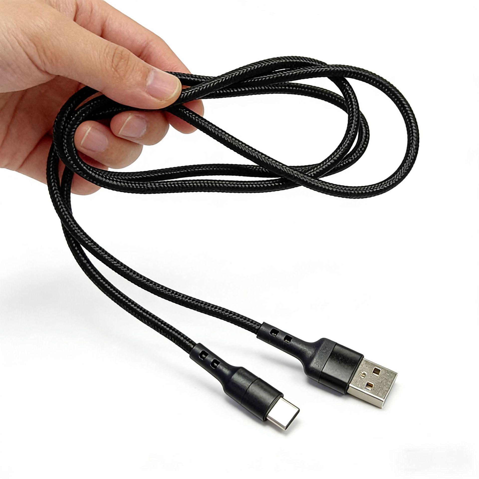 1m Braided Nylon USB-C Charging Cable for Android Phones 1m Type-C красный