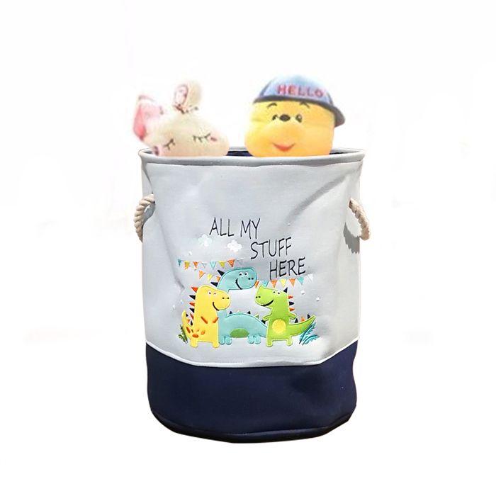 Panier de rangement pliable - DINO - Poignées - Toile de coton - 35 x 40 cm