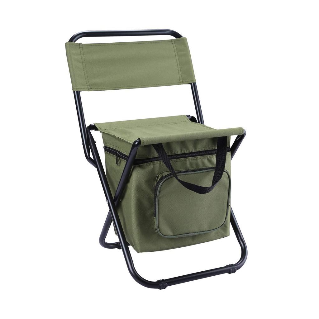 Portable Folding Chair with Insulated Storage Bag and Backrest for Outdoor Camping and Fishing Activities