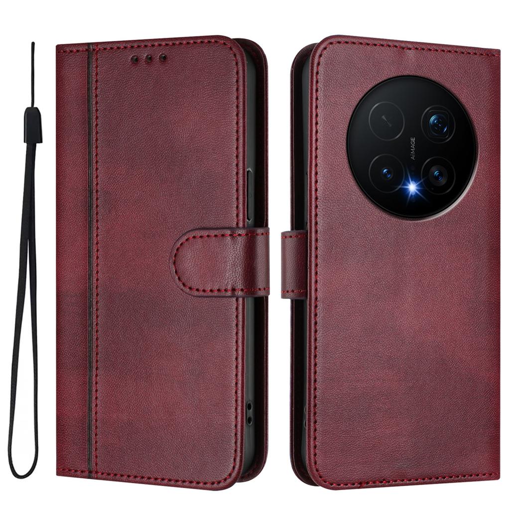 For Honor Magic8 Pro 5G Cases Wallet Stand Retro Texture Leather Phone Cover with Lanyard
