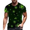 Summer Round Neck 3D St. Patrick's Day Green Printed Top Fashionable Casual Short Sleeved Men's T-shirts
