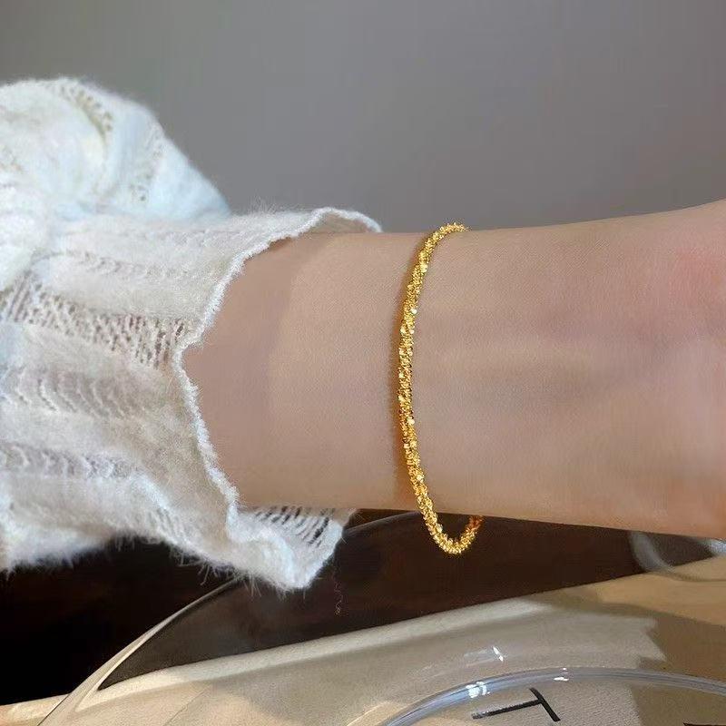 Exquisite Minimalist Gold Twist Chain Bracelet for Women