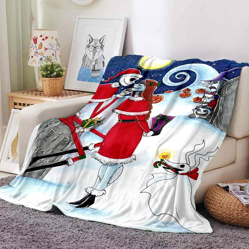 1Pc Jack Sally'S Winter Romance Blanket Soft Throw Blanket For Home Bedroom Bed Sofa Travel Office Solid Christmas Blanket