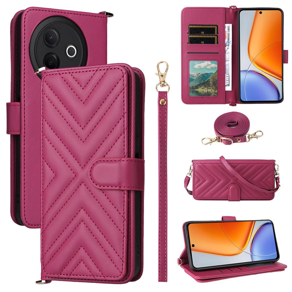 For Vivo Y39 5G/Y300i 5G Wallet Case with Shoulder/Wrist Strap Leather Phone Cover Stand