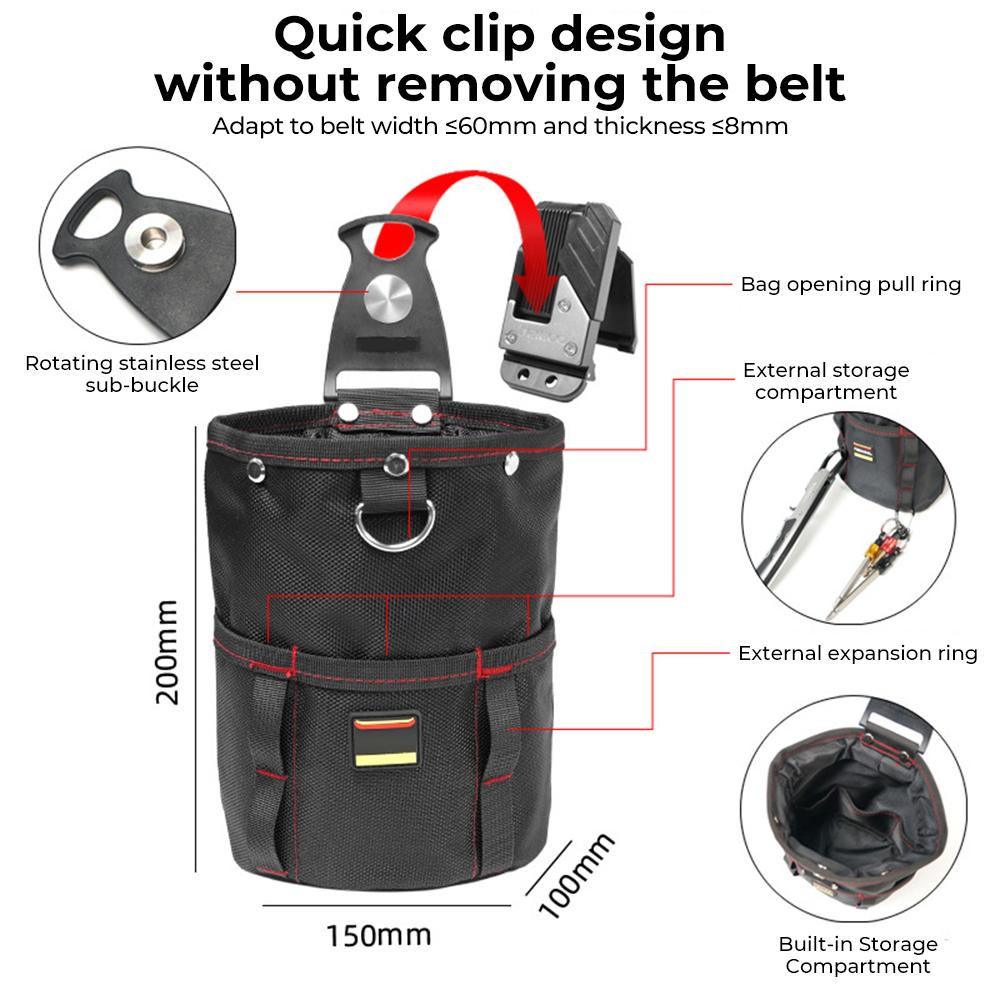 Tool Waist Bag With Rotating Buckle,Oxford Cloth Multi-Pocket Tool Bags,Electrician Pouch Wear Resistant Portable Waist ToolBags