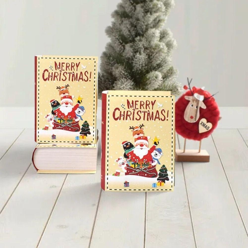 5pcs Paper Book Shape Paper Box Santa Christmas Sugar Gift Box Xmas Gift Packing Box  New Year