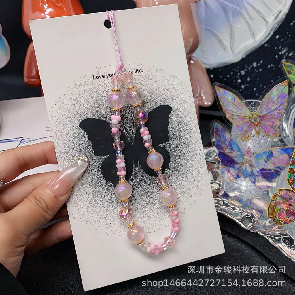 Summer New Handmade Beaded Mixed Style Phone Lanyard CCD Camera USB Flash Drive Bag Pendant Phone Chain Rope Wholesale