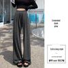 Unisex High-Waisted Thickened Gray Wide-Leg Fleece Pants - Casual Floor-Length Winter Wear