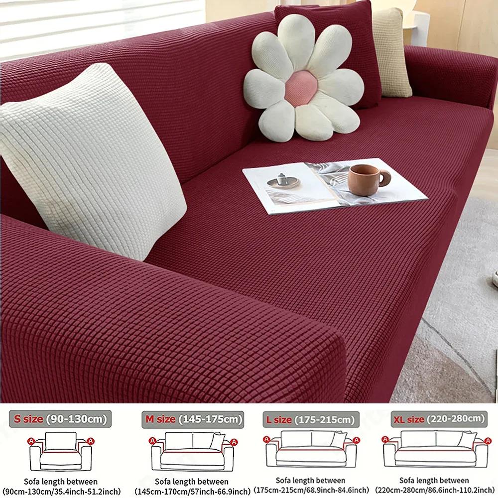 Jacquard Elastische Sofabezug Heimdekoration Stretch Couchhülle für Wohnzimmer Vollabdeckung Sessel Ecke Überwurf S/M/L/XL Größe
