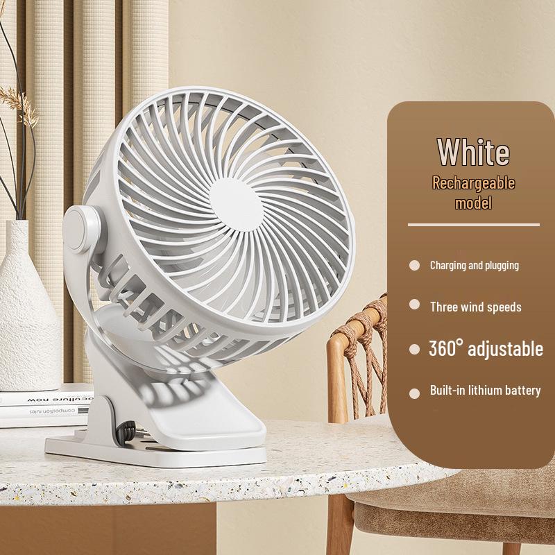 Rechargeable High-Power Mini USB Clip Fan for Office/Dorm - Long Battery Life, Compact, Stylish Design