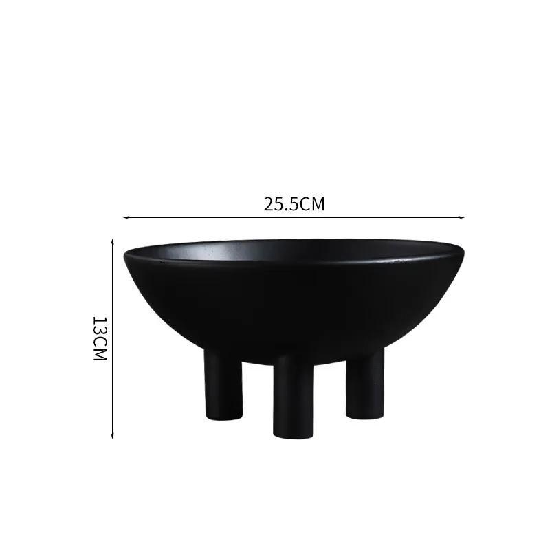 Retro třínohý univerzální podnos na ovoce Minimalistický černá bílá vysoká mísa na ovoce Retro ozdoby na stůl Ornamenty na verandu