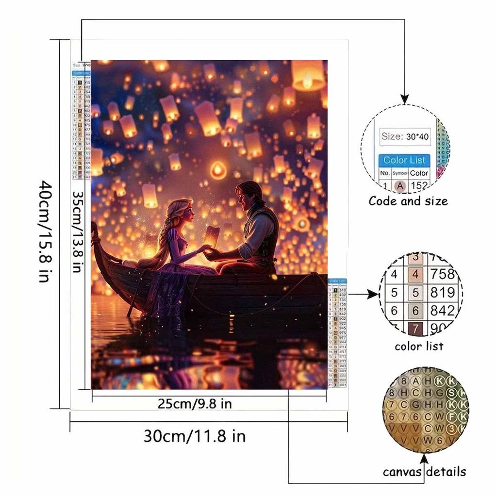 30x40cm Disney diamond painting art floating lantern couple full diamond handmade DIY dot diamond decorative painting