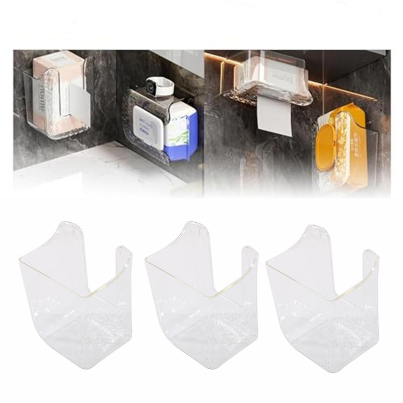 Wall Mounted Tissue Box Self-Adhesive Punch Free Paper Towel Holder Upside Down Napkin Container
