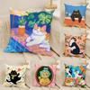 2 Cute Cat Illustrations Pillow Case Home Living Room Decoration Linen Pillowcover Pillow Cases Cushion Cover
