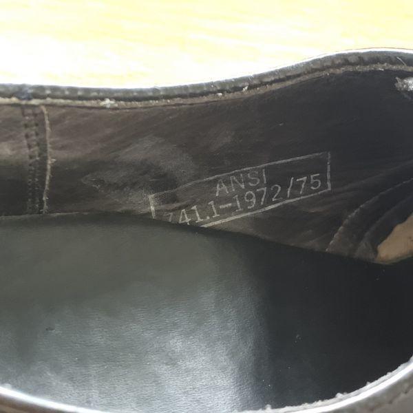 70s Vintage/ANSI Z41.1-1972/75/JAMA RICO/Leather Steel Toe U-Tip/9.5B/26.5/Black/Dress Shoes/V-Front(USED)