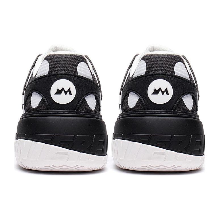 Li Ning CF Whale Thick Sole Height Increasing Cushioning Versatile Bread Shoes Low Top Sports Casual Shoes Women Sneaker Black White AGCS228-4