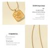 French Retro Rose Pendant Necklace - Gold Plated Stainless Steel Square Design with Clavicle Chain