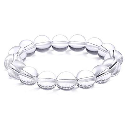 Kyojudo Crystal Power Stone Natural April for Men and Women Bracelet, Quartz, Birthstone, (12mm, 17)