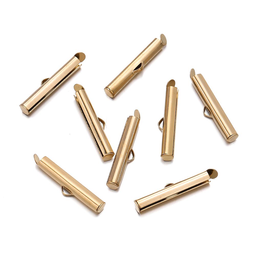 10pcs/lot Fastener Tube Crimp End Caps Slider Clasp Bracelet Buckles for DIY Connectors Loom Jewelry Making Findings Accessories