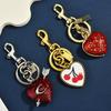 Exquisite Red Heart-Shape Keychain Bag Charms Cute Keychain Car Key Ring For Women Girls Backpack Decoration Accessories Gifts