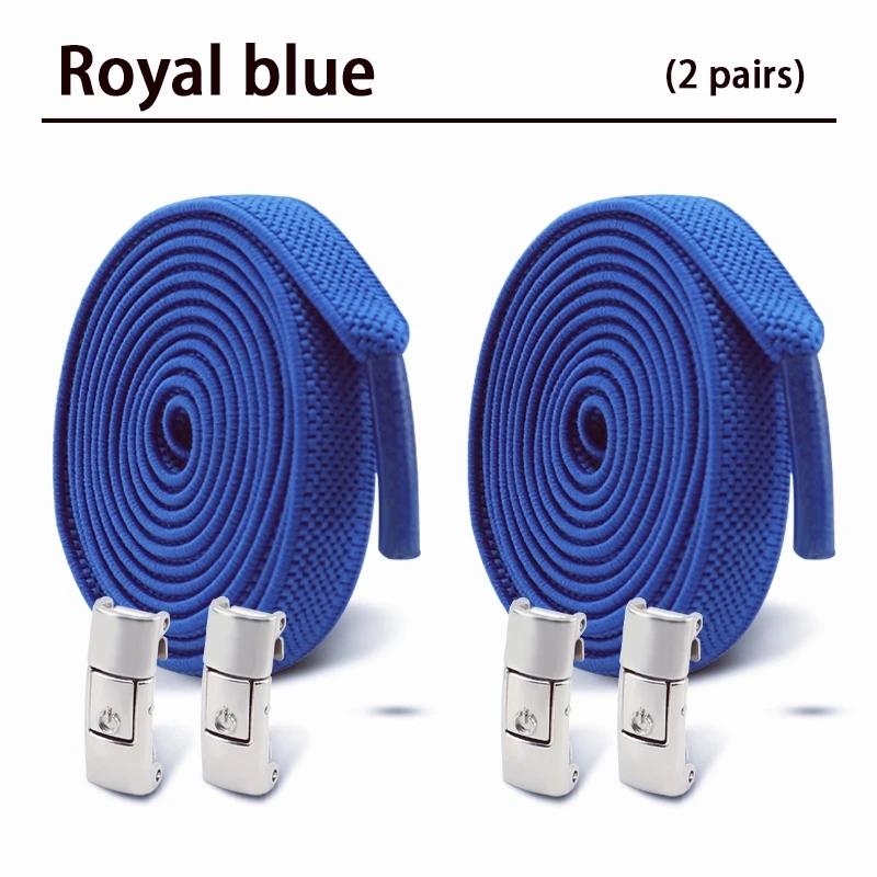 1/2Pair 8MM Flat No Tie Shoelaces Elastic Shoelace Metal Buckle Shoelaces Without Ties Sneakers Children Laces Shoe Accessories