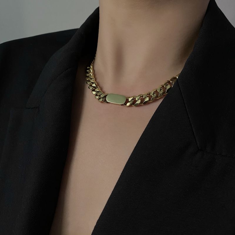 Titanium Steel Cuban Accessible Luxury Niche Design Clavicle Chain Female Street Cool Fashion Cold Wind Minimalist Men s Necklace Gold