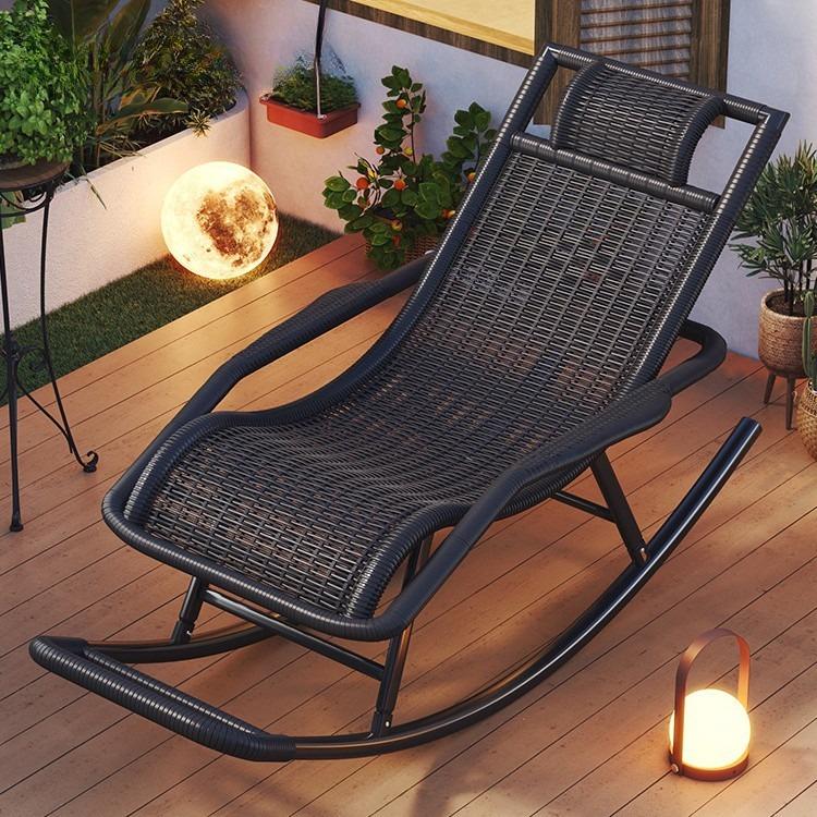 Rattan Rocking Chair Recliner Chair Adult Rocking Recliner Chair Balcony Home Leisure Rattan Elderly Lounge Chair Floor Chair