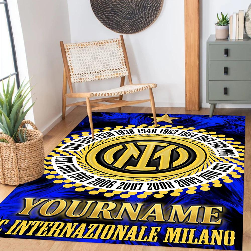Inter Milan Customize Text Area Rug Design for Balcony Dining Room Foyer Entryway Antislip Carpet Anime Office Decor Birthday/Christmas Gift