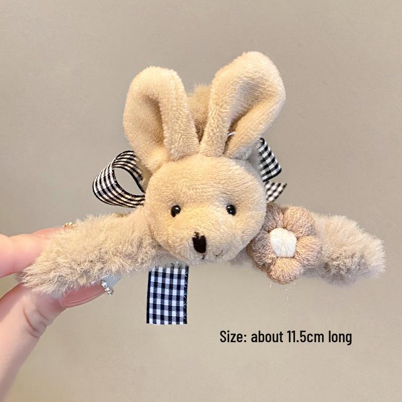 2025 Fall/Winter Teddy Bear Bow Hair Clip - Cute Fluffy Claw Shark Clip Accessory