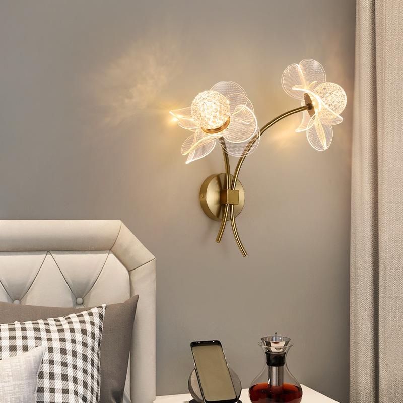 Flower Creative Acrylic Led Wall Lamp Light Luxury Simple Bedroom Bedside Wall Lamp Living Room TV Lamp Wall Decor Light