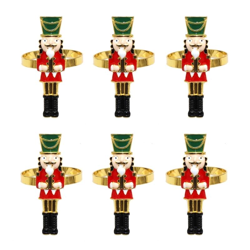 Elegant Holiday Dinner Napkin Rings Nutcrackers Design Alloy Metal Christmas Decors Elegant Alloy Napkin Holders