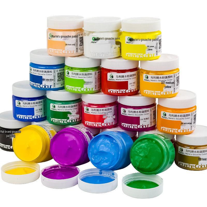 Mali 24-Color Children's Gouache Paint Set, 100ml Washable Art Supplies for Students