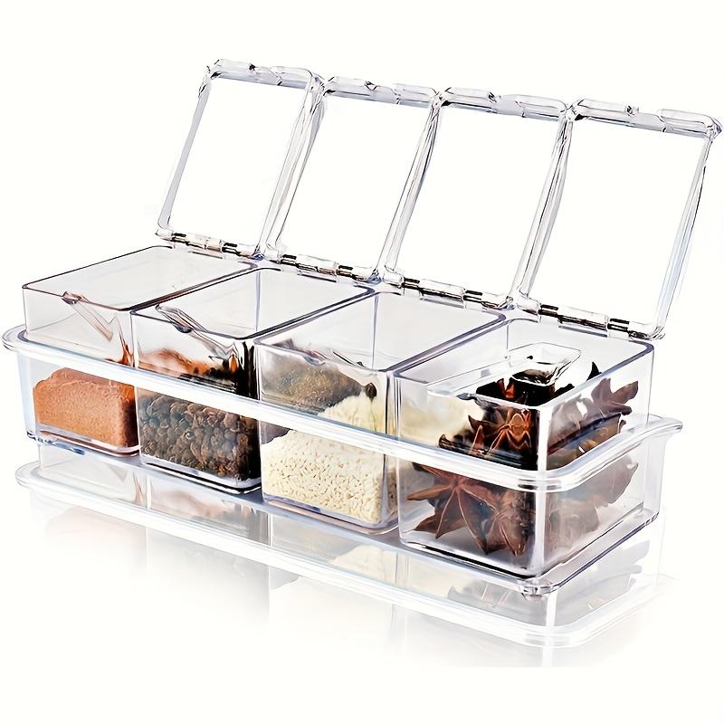 Spice Container, Kitchen Seasoning Organizer, Multi-Compartment Spice Holder, Condiment Storage, Moisture-Resistant Spice Box прозрачный