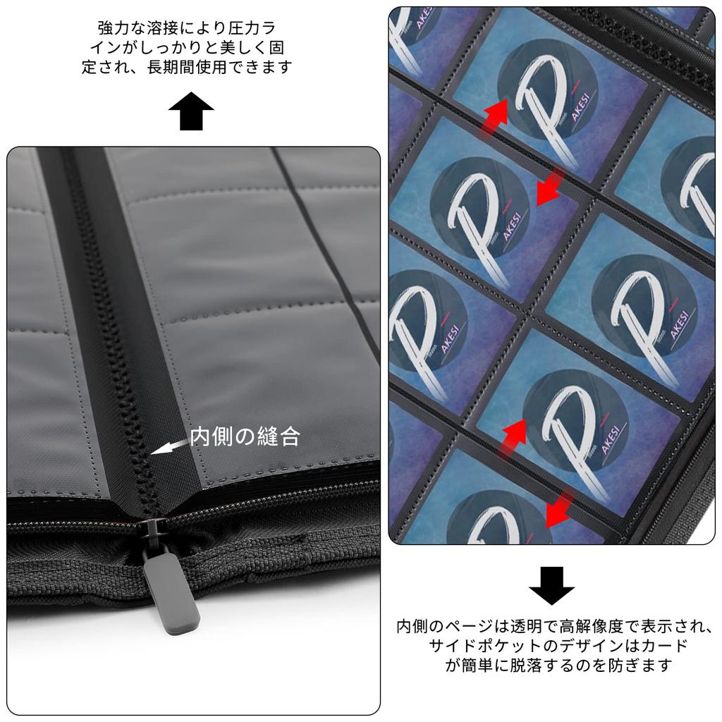 PAKESI Trading Card Holds 480 PU Horizontal PP for Collecting Trading Cards 12-Pocket Album, Cards, Cover, Double-Sided Insertion, Pockets, (Blue)