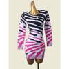 Color Zebra Stripes Long Sleeves Bodycon Dress Fashion Wind Sexy Long Sleeves Round Neck Winter Thermal Dress