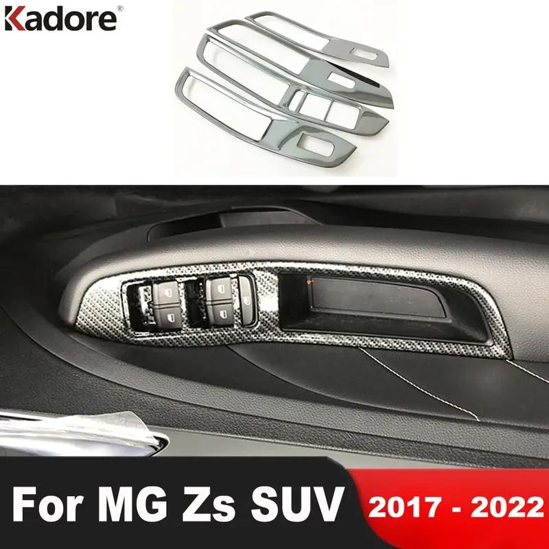 Car Inner Door Window Lift Switch Button Panel Cover Trim For MG Zs SUV 2017- Carbon Fiber Interior Accessories