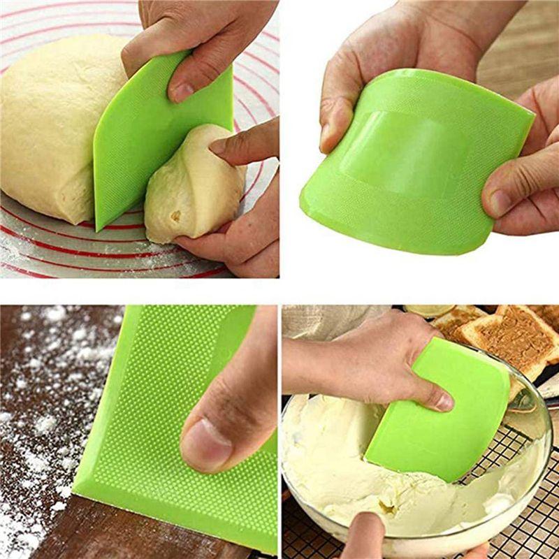 A84E-6 Pieces Dough Scraper Bowl Scraper Food-Safe Plastic Dough Cutter Flexible Plastic Scraper Practical Bench Scraper